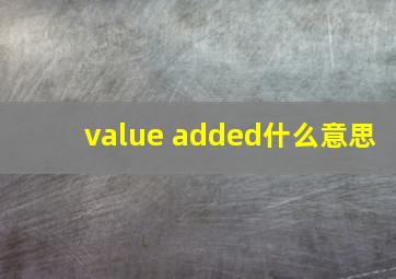 value added什么意思